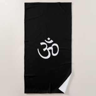 Om Aum overzicht Pictogram, Hindoeïssymbool, zwart Strandlaken