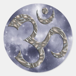 OM / AUM - SILVER hemel Ronde Sticker