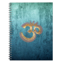 OM blue brass gold damask Asia Yoga Spiritualität