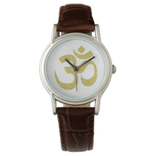 Om boeddhist Symbol Golden paste Watch 1 Horloge