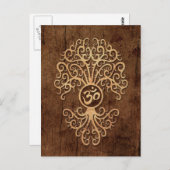 Om-boom met houten korrel-effect briefkaart (Voorkant / Achterkant)