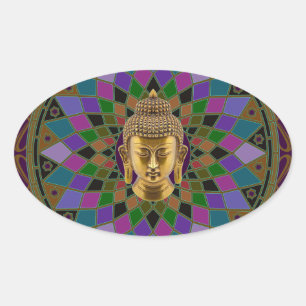Om Buddha Mandala Ovale Sticker