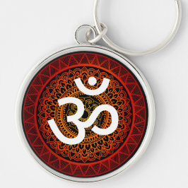 Om Chakra mandala rood Sleutelhanger