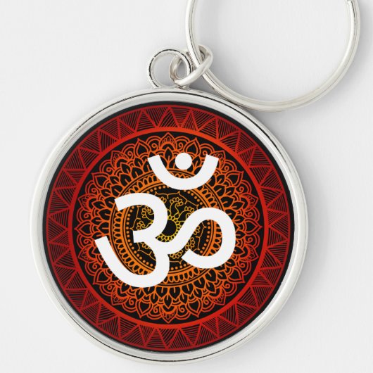Om Chakra mandala rood Sleutelhanger (Voorkant)
