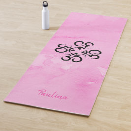 Om Compass Roos, roze Waterverf Aum Symbols Yogamat