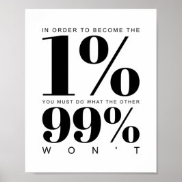 Om de 1% te worden | Motivatie prijsopgave Poster
