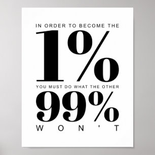 Om de 1% te worden   Motivatie prijsopgave Poster