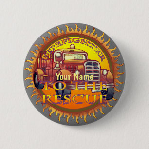 Om de brandweerman van de brandweer te redden ronde button 5,7 cm