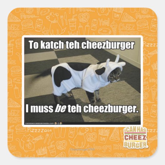 Om de cheezburger te evenaren vierkante sticker (Voorkant)