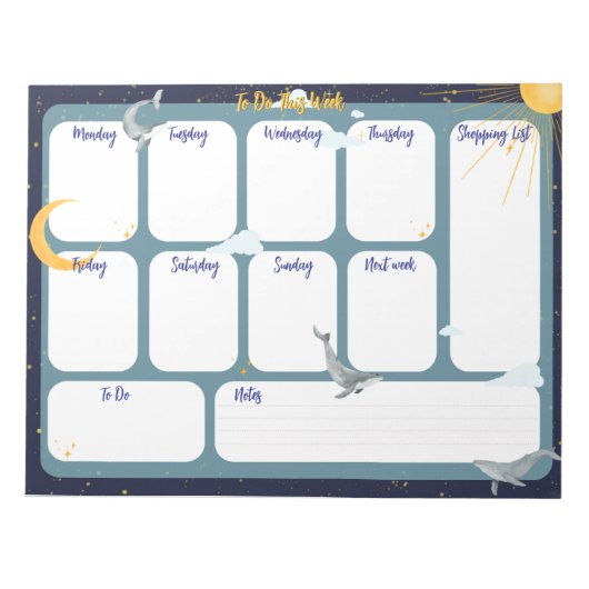 Om deze week te doen notitieblok (Voorkant)