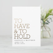 Om een moderne goudtypografische bruiloft te hebbe save the date (Staand voorkant)