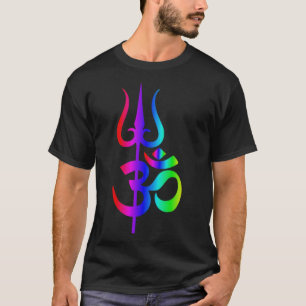 Om en trishul hindu psychedelic design t-shirt
