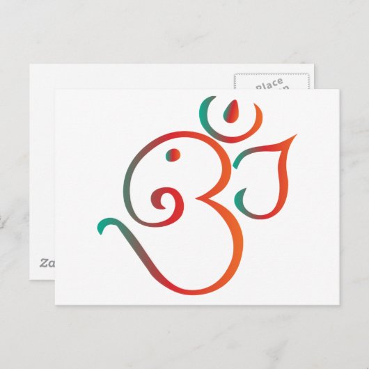 OM-ganpati-groen-oranje Briefkaart (Voorkant / Achterkant)