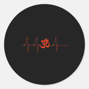 Om Hartslag Funny Sacred Ohm Yoga Meditatie Cool Ronde Sticker