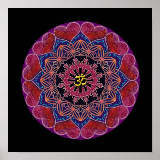 Om Heart Mandala Poster (Voorkant)