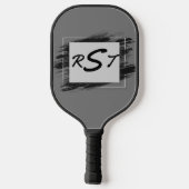 Om het even welk 3 Initiaal Monogram Zwarte Borste Pickleball Paddle (Achterkant)