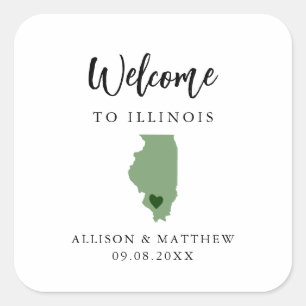 Om het even welke Kleur Illinois Weduwwelkomsttas  Vierkante Sticker