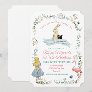 OM HET EVEN WELKE LEEFTIJD - Alice in de Uitnodigi Kaart