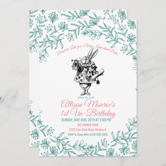 OM HET EVEN WELKE LEEFTIJD - Alice in de Uitnodigi Kaart (Voorkant / Achterkant)