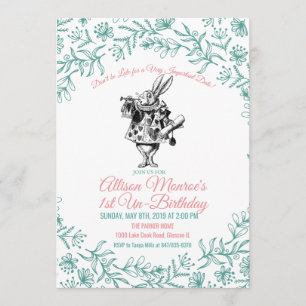 OM HET EVEN WELKE LEEFTIJD - Alice in de Uitnodigi Kaart