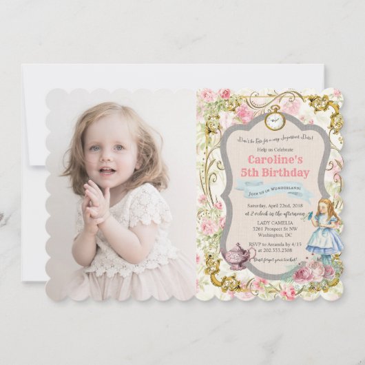 OM HET EVEN WELKE LEEFTIJD - Alice in de Uitnodigi Kaart (Voorkant)