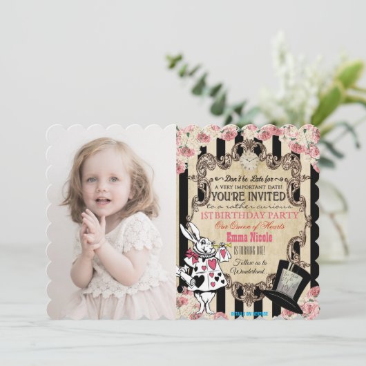 OM HET EVEN WELKE LEEFTIJD - Alice in de Uitnodigi Kaart (Staand voorkant)