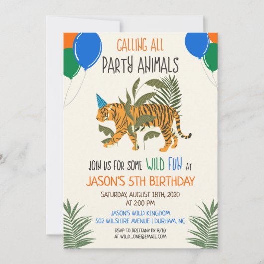 OM HET EVEN WELKE LEEFTIJD - Oerwoud Zoo Birthday  Kaart (Voorkant)