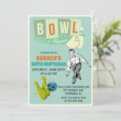 OM HET EVEN WELKE LEEFTIJD - Retro Bowling Birthda Kaart (Staand voorkant)