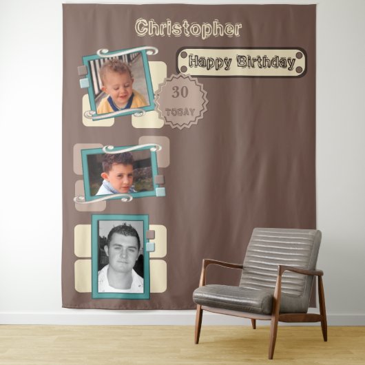 Om het even welke leeftijdsfoto's 30e bruine parti wandkleed (In situ)