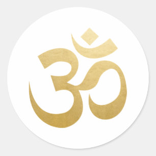 Om HIndu Meditation Symbol Yoga Faux Gold Foil Ronde Sticker