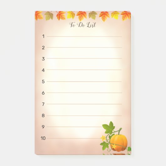 Om lijst, Autumn bladeren & pompoen op scrollen te Post-it® Notes (Voorkant)