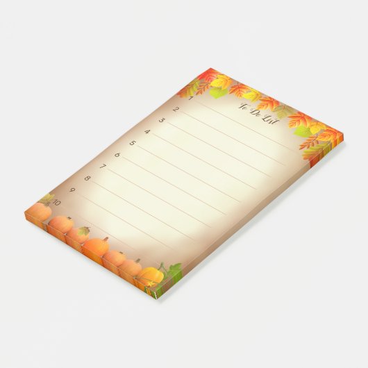 Om lijst, Autumn bladeren & pompoenen op scrollen  Post-it® Notes (Schuin)