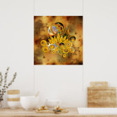 Om Lotus | donkergeel universum Poster (Keuken)