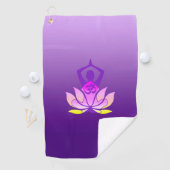 Om Lotus Flower Yoga Pose op Paarse gradiënt Golfhanddoek (Insitu)