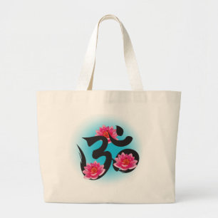 om lotus grote tote bag
