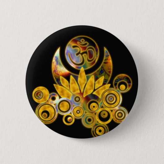 Om Lotus | zwart Ronde Button 5,7 Cm (Voorkant)