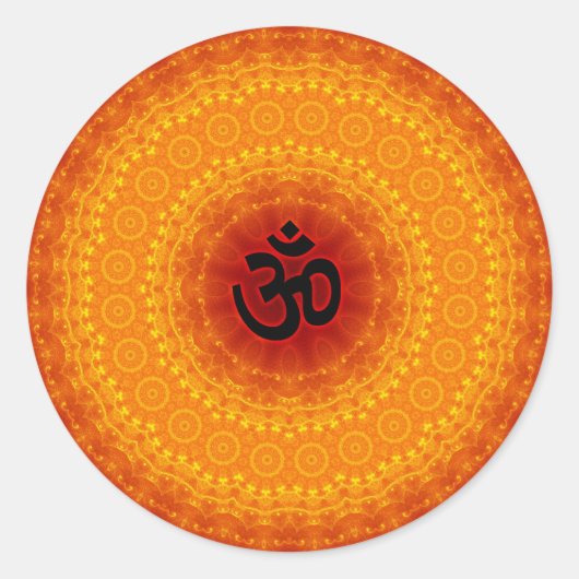 Om Mandala Design Ronde Sticker (Voorkant)