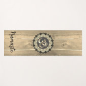 OM Mandala op hout Namaste Rustic Yogamat (Voorkant (horizontaal))