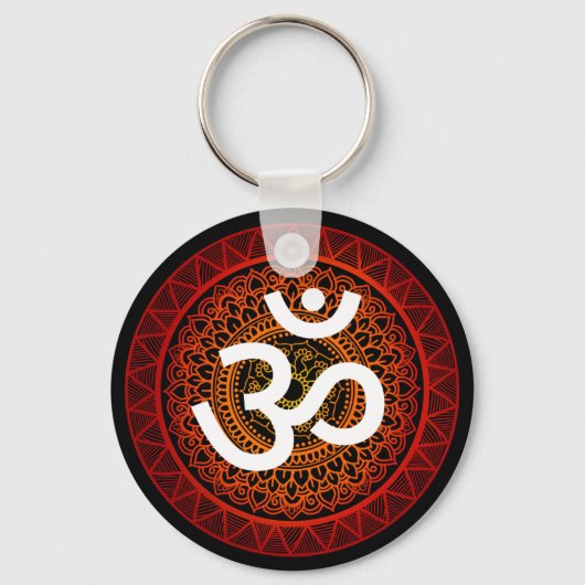 Om mandala rode wortel chakra sleutelhanger (Voorkant)