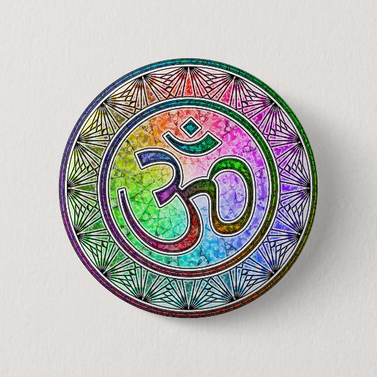 OM-mandala Ronde Button 5,7 Cm (Voorkant)