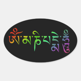 Om Mani Padme Hum Tibetan Mantra Rainbow Ovale Sticker