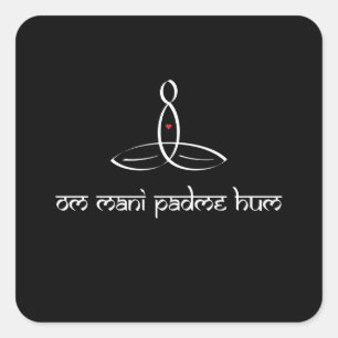 Om Mani Padme Hum - White Sanskrit style Vierkante Sticker