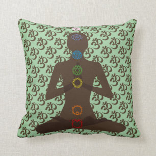 Om Mantra 7 Chakras Yoga Design Jeter Oreiller