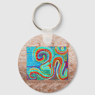 OM Mantra op Golden Jewel Base Art Sleutelhanger