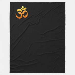 Om Mantra Symbol Blanket Gold Sun Meditation Yoga Fleece Deken