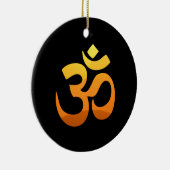 Om Mantra Symbol Gold Sun Double Sided Keramisch Ornament (Rechts)