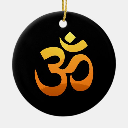 Om Mantra Symbol Gold Sun Double Sided Keramisch Ornament (Voorkant)