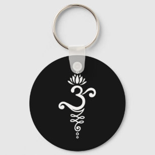 Om Mantra Yoga Symbool Met Lotusbloem En Unalom Sleutelhanger