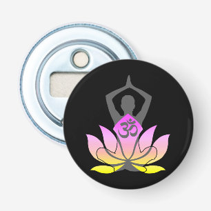 OM Namaste Spirituele Lotus Bloem Yoga Houding Button Flesopener