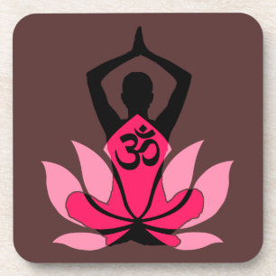 OM Namaste Spirituele Lotus Bloem Yoga in Umber Drankjes Onderzetter